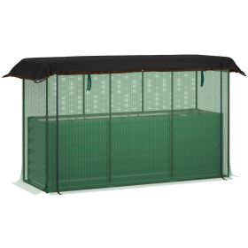 Outsunny Galvanized Steel Planter Box with Crop Cage and Shade Cloth, Raised Garden Bed for Flowers, Veggies and Herbs, Green