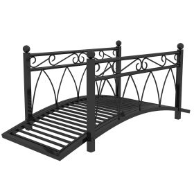Outsunny 3.3' Metal Garden Bridge with Safety Siderails Weather-Resistant Black Vintage Style Zen Bridge