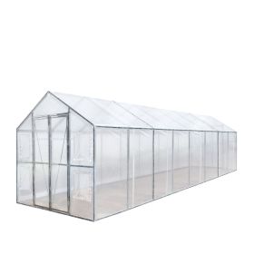 8' x 26' Greenhouse Grow Tent w/20 Mil Ripstop Leno Mesh PVC Cover, Galvanized Steel Frame, Roll-up Windows, TMG-GH826
