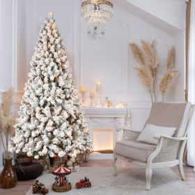 5ft Flocked Pre-Lit Christmas Tree with 200 UL Warm White Lights, 551 PVC Tips, Auto-Unfold Memory Wire