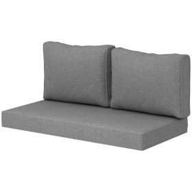 Outsunny 2 Seater Patio Furniture Cushions, Thick Outdoor Loveseat Cushions Furniture Cushions with Removable Cover