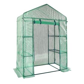 VEVOR Walk-in Green House, 4.6 x 2.4 x 6.7 ft, Greenhouse with Shelves, High Strength PE Cover with Doors, Windows and Steel Frame, Set Up in Min