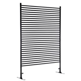 Metal Privacy Fence Panels for Outside, Slatted Privacy Screens with Stand