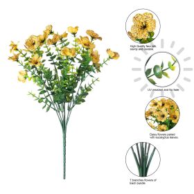 Artificial Outdoor UV-proof Decorative Simulation Green Plant Plastic Flowers (Color: Yellow)