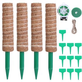 4Pcs Coco Coir Extendable Moss Pole for Climbing Plants Plant Support with 10 Labels 6.6Feet Jute Rope 6.6 Feet Fasten Strap 65.6 Feet Twist Tie Indoo (Option: 42CM)