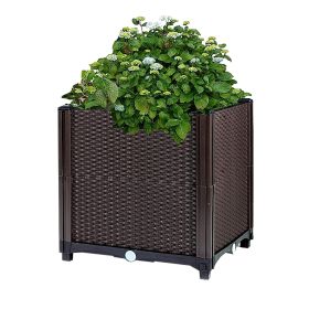 Raised Garden Bed Plant Growth Box with Self-watering System for Garden Patio Balcony Elevated Planter Box for Flowers Vegetables Herbs (Option: 30_30_35cm)