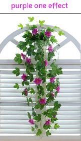 Simulation Plant Morning Glory Ratten For Wall Hanging Decoration (Color: PURPLE)