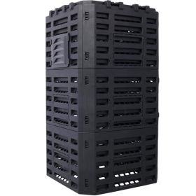 Garden Compost Bin Made From Recycled Plastic - 132 Gallons (Color: Black)